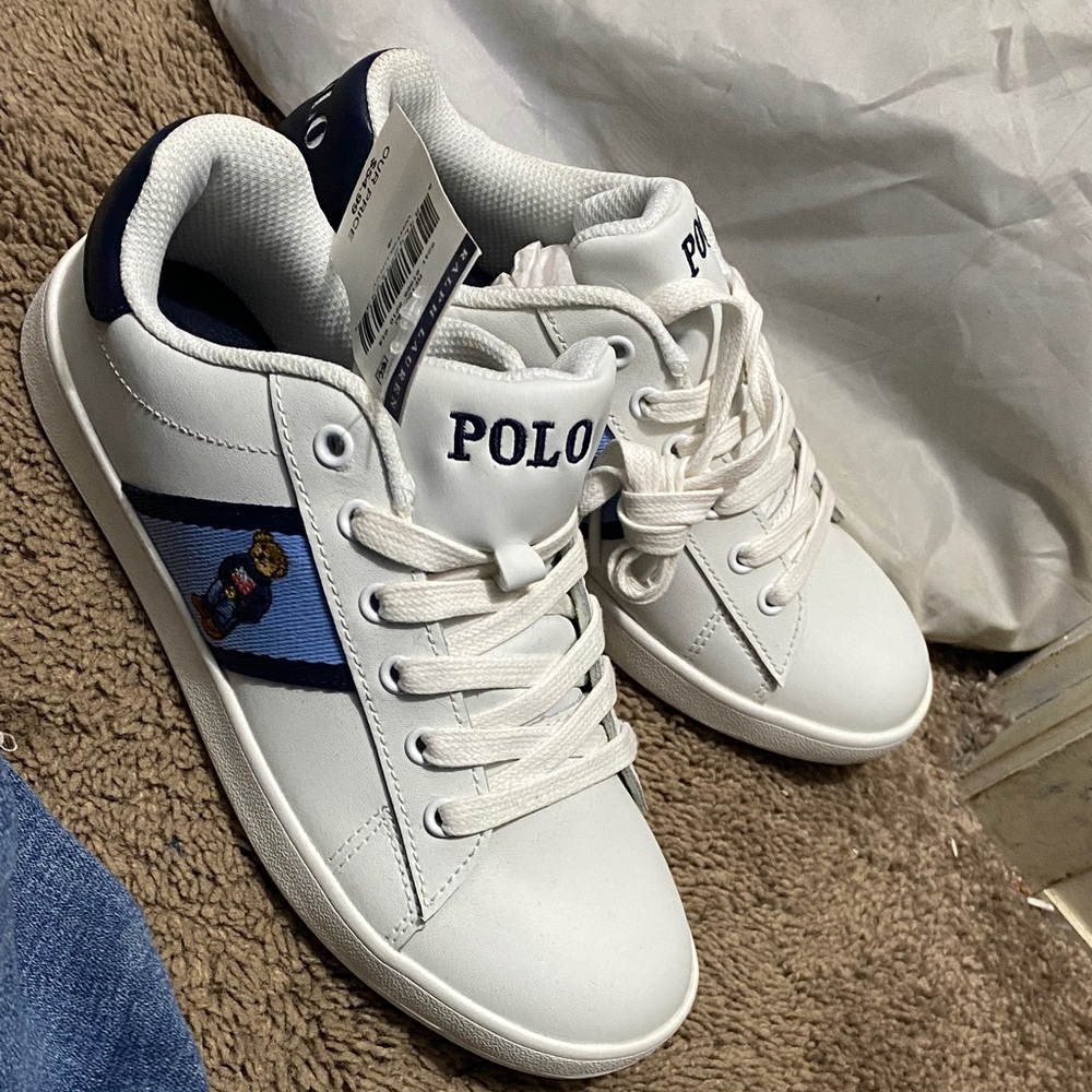 Ralph Lauren White and Navy Sneakers